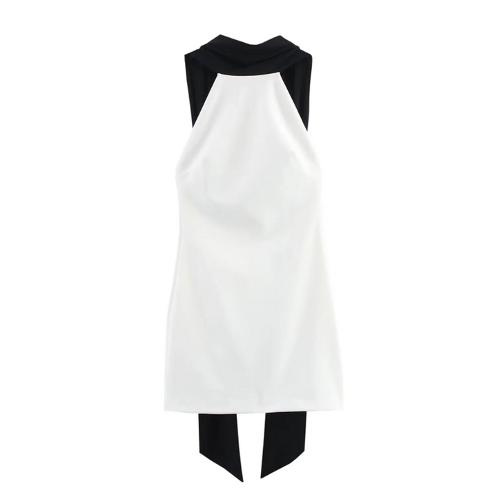 Anika | Weißes Mini-Kleid mit Neckholder und schulterfreiem Design