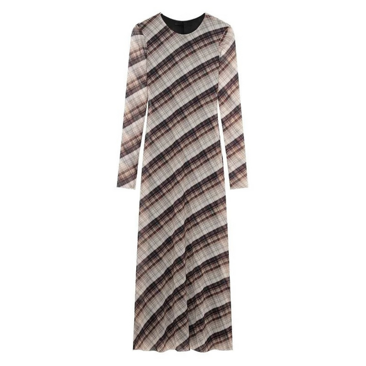 Carola | Langärmliges Maxikleid mit Mesh-Print für festliche Frühlingsanlässe