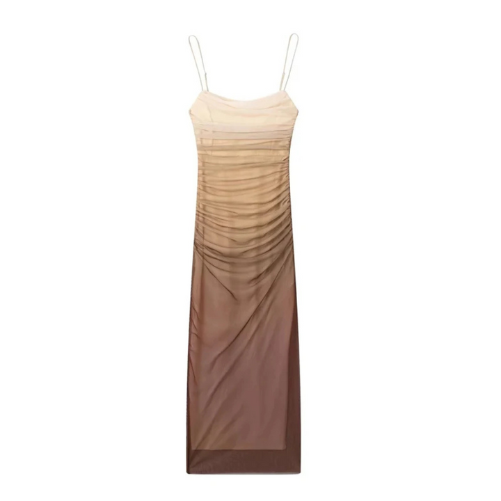 Ilse | Mesh-Wickelkleid – Bedrucktes Tüll-Plissee-Midikleid mit Korsett-Look
