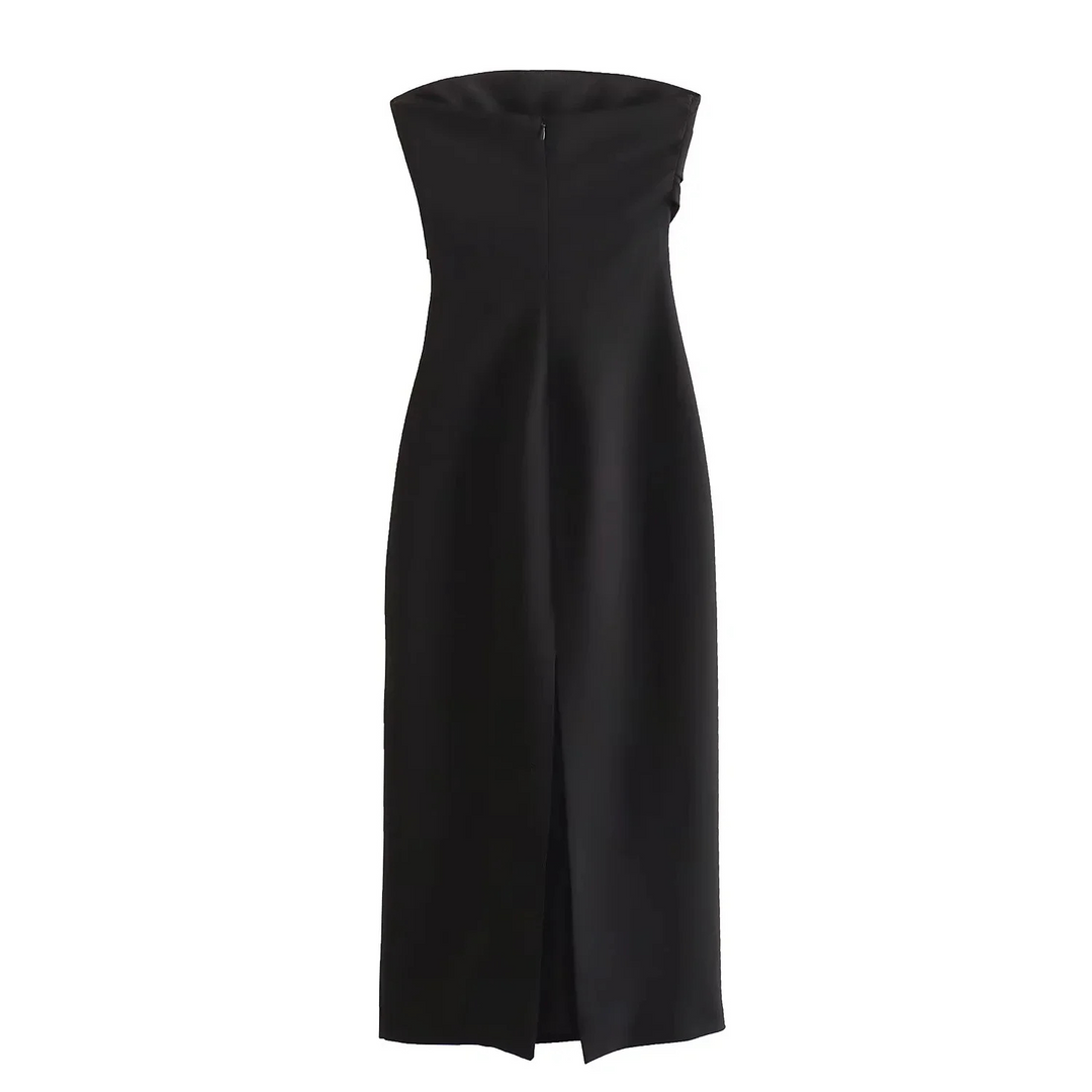 Brigitte | Schulterfreies Schwarzes Corsagenkleid