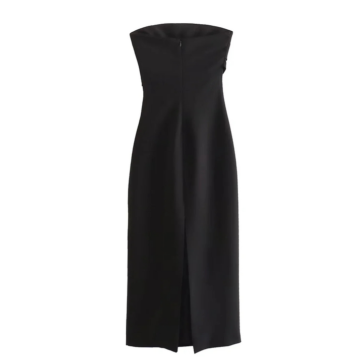 Brigitte | Schulterfreies Schwarzes Corsagenkleid