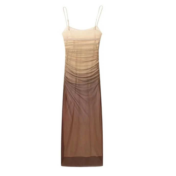 Ilse | Mesh-Wickelkleid – Bedrucktes Tüll-Plissee-Midikleid mit Korsett-Look