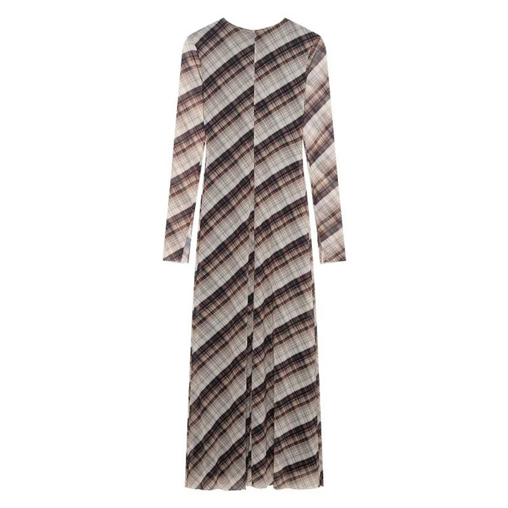 Carola | Langärmliges Maxikleid mit Mesh-Print für festliche Frühlingsanlässe