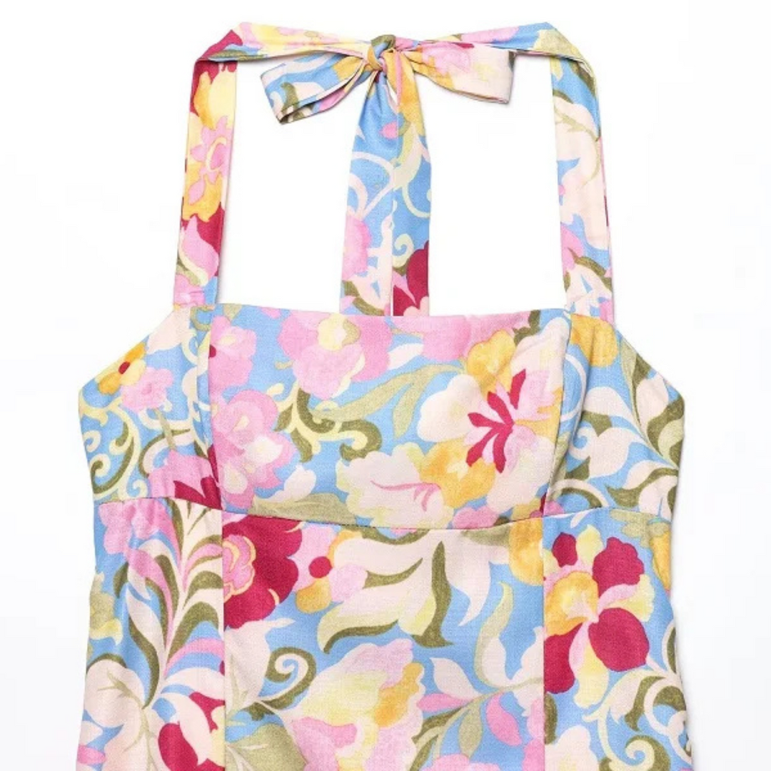 Ute | Schulterfreies, rückenfreies Sommerkleid mit Neckholder für Strand und Party
