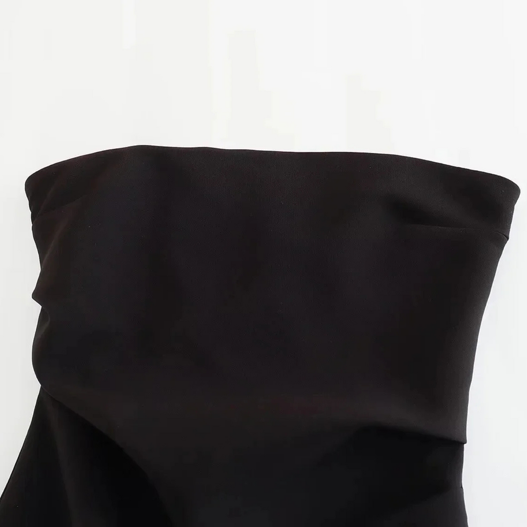 Brigitte | Schulterfreies Schwarzes Corsagenkleid