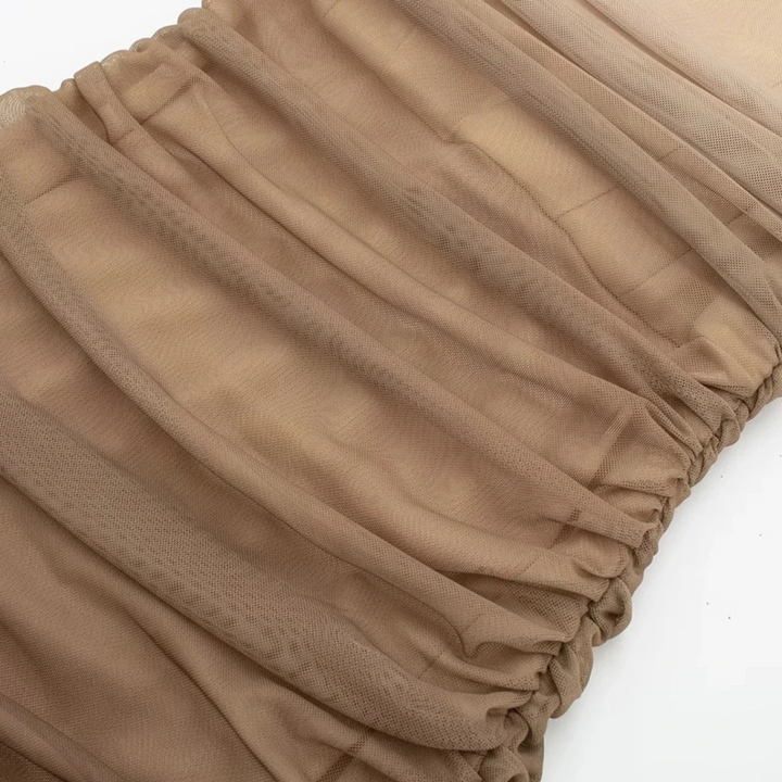 Ilse | Mesh-Wickelkleid – Bedrucktes Tüll-Plissee-Midikleid mit Korsett-Look