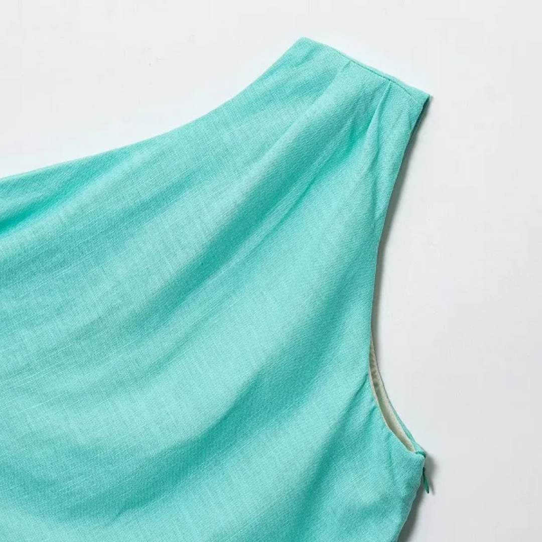 Marlene | Drapiertes Maxikleid – Asymmetrisches Abendkleid schulterfrei für den Sommer