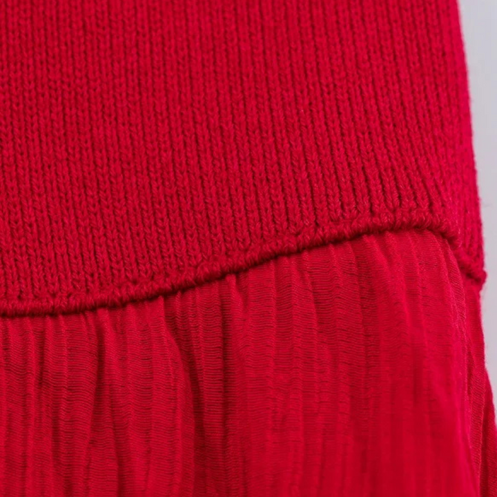 Birgit |  Plissiertes, ärmelloses Sommerkleid mit Patchwork-Design für Strand und Alltag