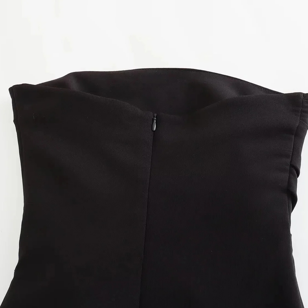 Brigitte | Schulterfreies Schwarzes Corsagenkleid