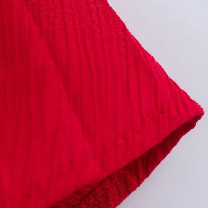 Birgit |  Plissiertes, ärmelloses Sommerkleid mit Patchwork-Design für Strand und Alltag