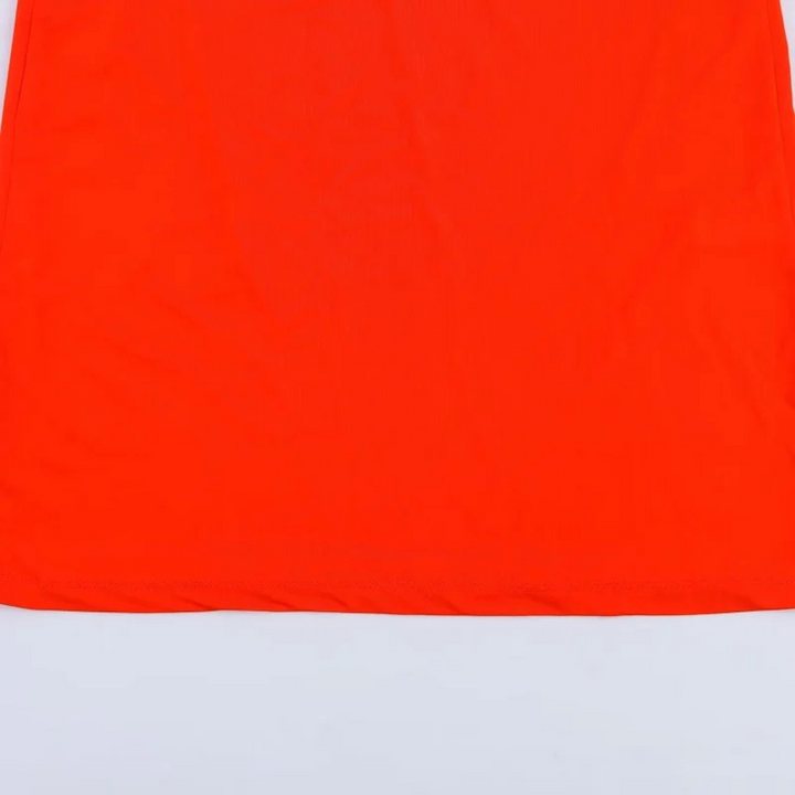 Sabine | Orangenfarbenes plissiertes Maxikleid