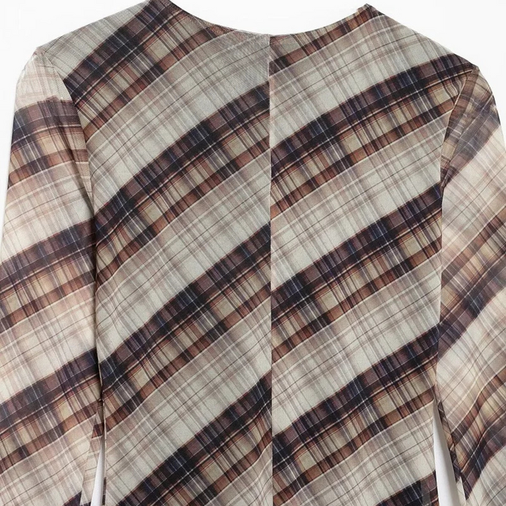 Carola | Langärmliges Maxikleid mit Mesh-Print für festliche Frühlingsanlässe